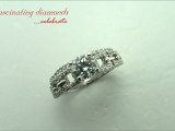 Round Cut Diamond Wedding Rings Set W Round Cut Side Stones In Pave Setting