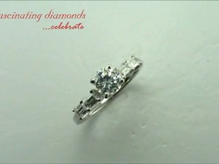 Round and Baguette Channel Bar Diamond Engagement Ring