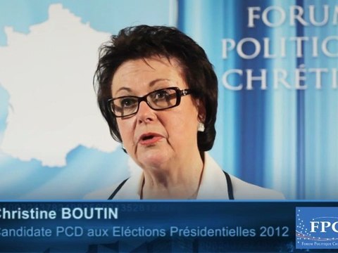 Interview de Mme Christine Boutin - Fondatrice du PCD au Forum Politique Chrétien le 21 Janvier 2011
