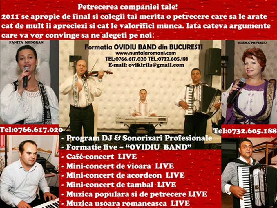 Muzica de petrecere - Formatia OVIDIU BAND din Bucuresti