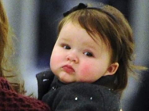 Stylish Victoria and Harper Beckham Arrive in New York For Fashion Week