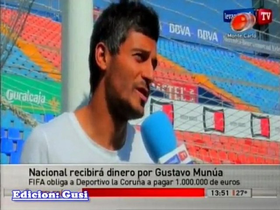 Nacional recibira dinero por Gustavo Munua