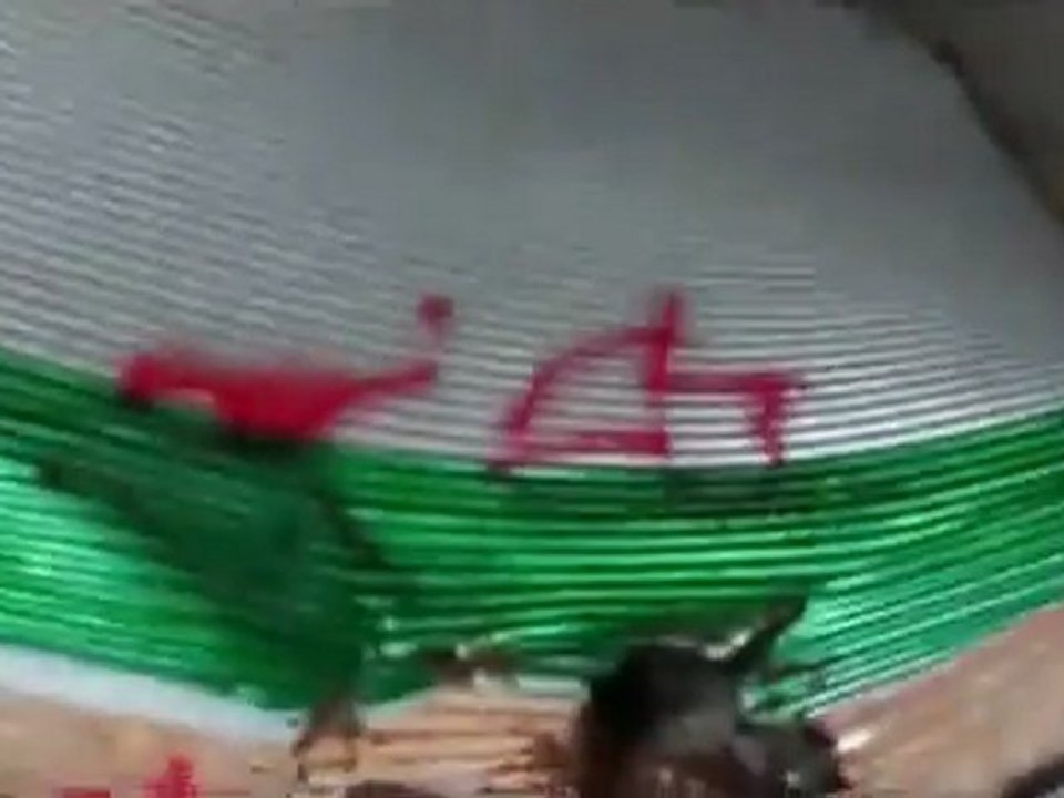 فري برس   حماة كفرزيتا تخريب احد المحال التجارية فقط لوجود علم الاستقلال عليه 7 2 2012