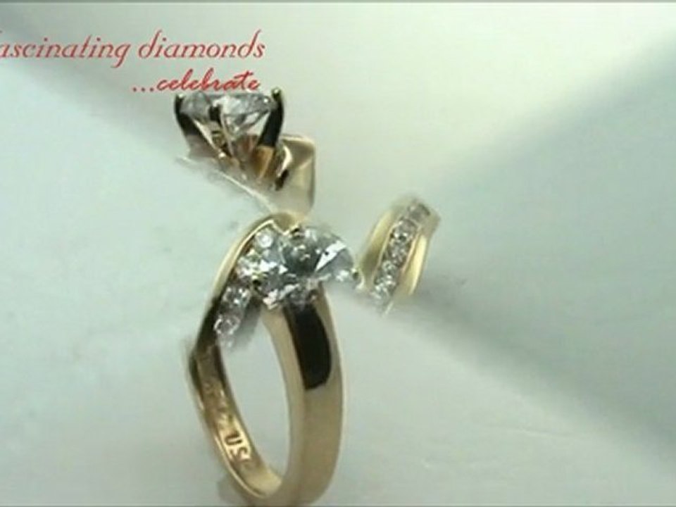 Round Cut Diamond Engagement Ring With Round Side Stones In Swirl Channel Setting