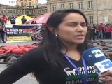Antitaurinos colombianos protestan de negro y rojo en Bogotá