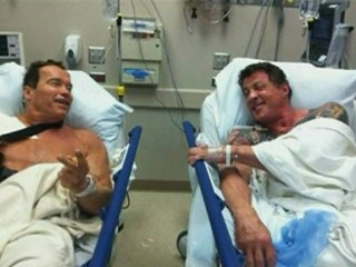 Arnie and Stallone pictured in hospital