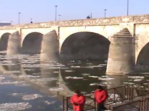 La Loire à Saumur charriant la glace