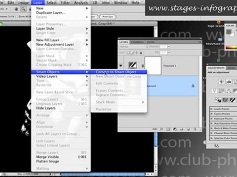 Formation Photoshop 11b par thierry Dambermont - tutorial en francais - Le réglage de seuil (6 min + 14 min)
