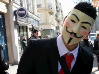 Anonymous et sympathisants manifestent contre le traité Acta
