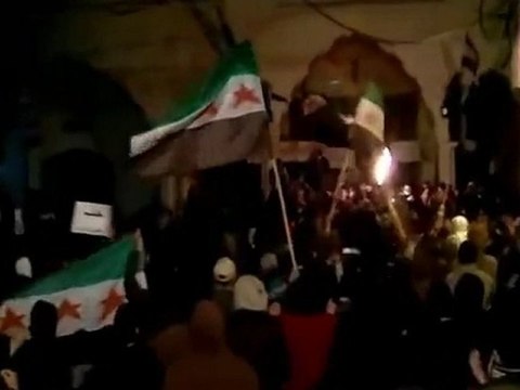 فري برس دمشق كفرسوسة مظاهرة مسائية حاشدة جامع الهادي 11 2 2012