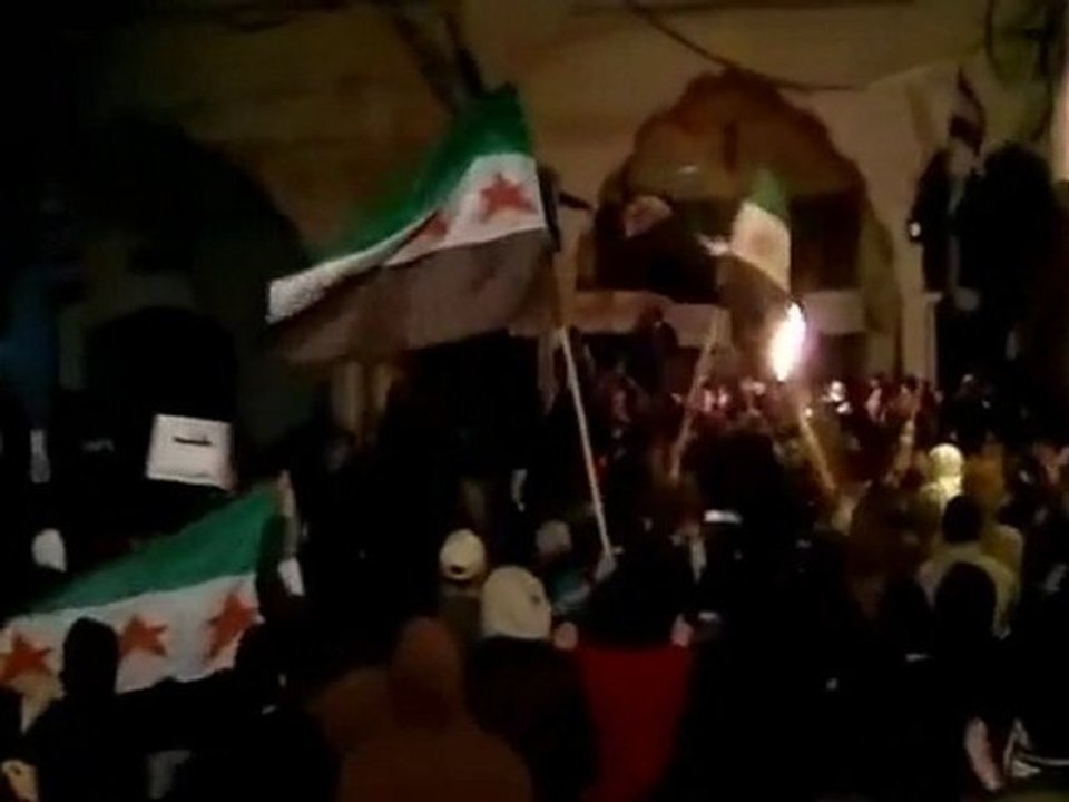 فري برس   دمشق كفرسوسة مظاهرة مسائية حاشدة جامع الهادي 11 2 2012