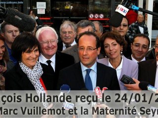 François Hollande et Marc Vuillemot à la Maternité Seynoise