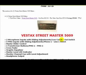 Vestax DJ Mixer - Vestax Mixer - Street Master 5009
