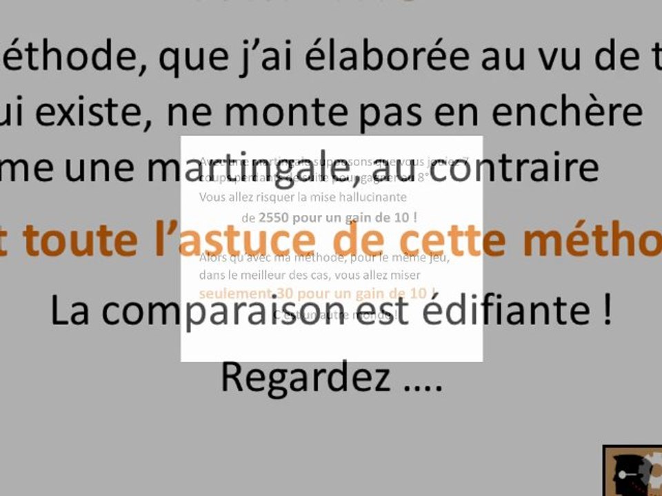 UNE METHODE GAGNANTE POUR LA ROULETTE ICI