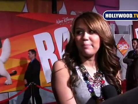 Premiere of Disney's Bolt: Miley Cyrus and John Travolta