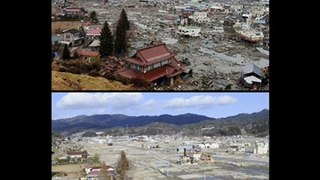 AMAZING Japan after the tsunami (top) and after 11 months  same places