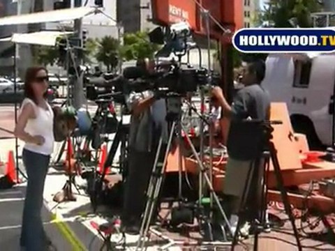 Media At The Staples Center For Michael Jackson's Public Memorial.