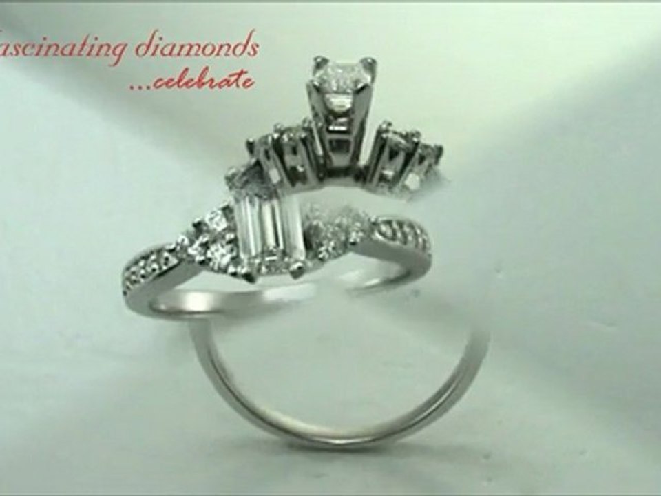 Emerald Cut Fleur Diamond Pave Set Engagement Ring