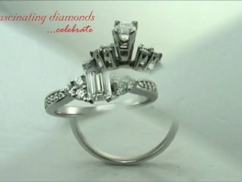 Emerald Cut Fleur Diamond Pave Set Engagement Ring