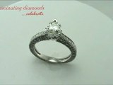 Heart Shaped Diamond Engagement Ring W Round Cut Side Stones In Micro Pave Setting