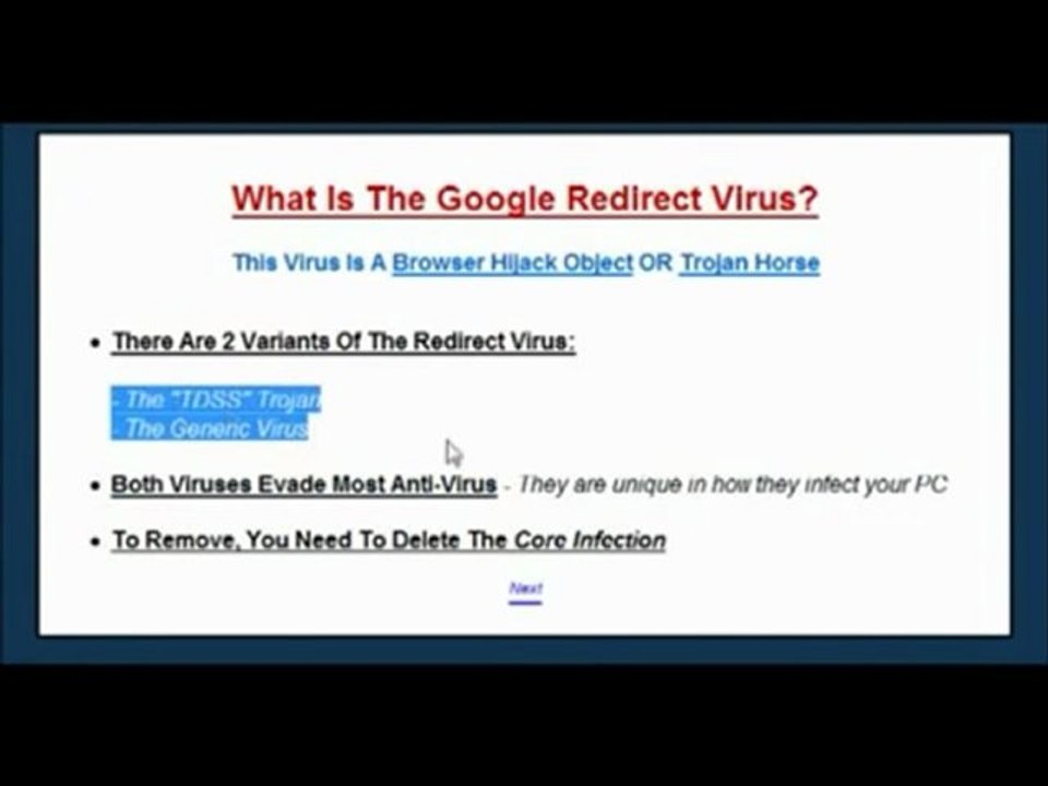Google redirect virus removal