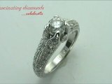 Round Cut Diamond Engagement Vintage Ring In Pave Set With Milgrains
