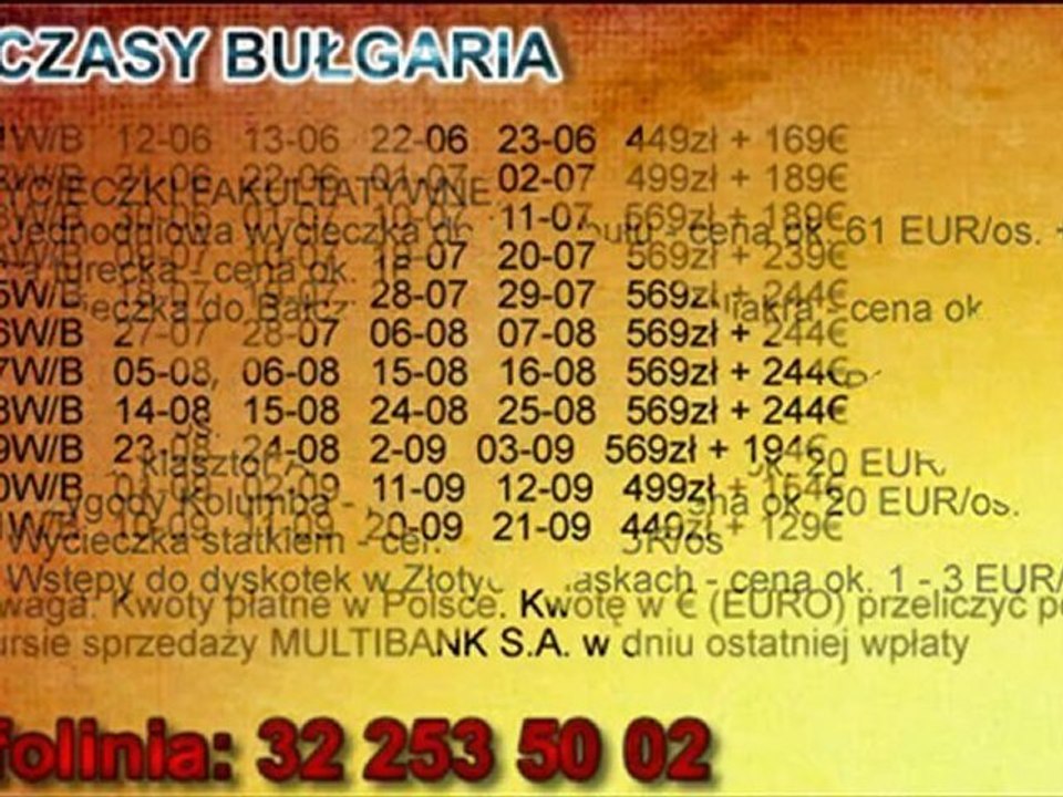 WCZASY, WYPOCZYNEK 2012 - BUŁGARIA - ZŁOTE PIASKI 2012 - BIURO PODRÓŻY KATOWICE