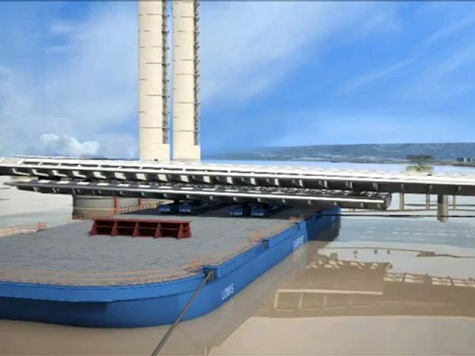 Pont Bacalan Bastide : pose de la travée rive droite