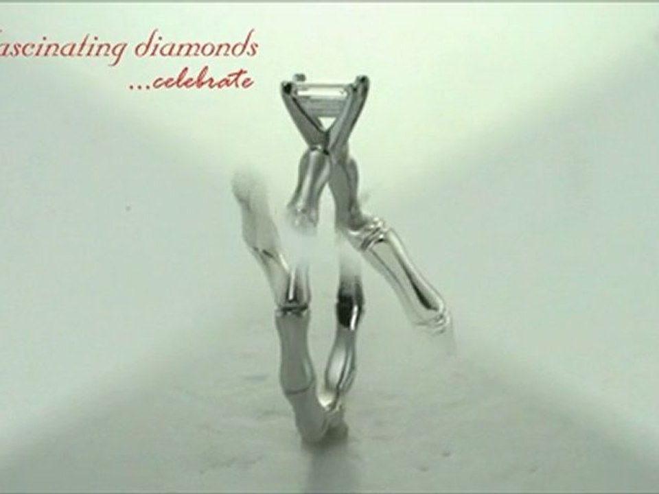 Bone Shaped Bar Style Prong Set Emerald Cut Diamond Engagement Ring