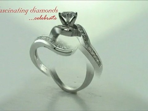 Round Cut Diamond Petite Snail Shape Pave Set Engagement Ring