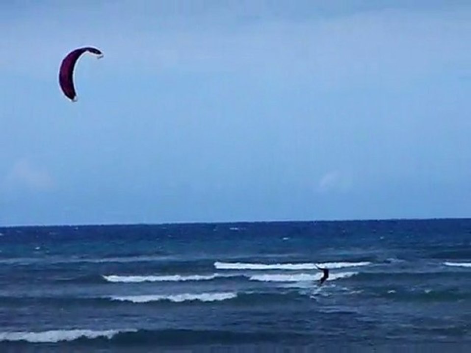 Windsurfer filmed from the rear deck of Big Lee's Beach Bar in Puerto Plata, Dominican Republic.
