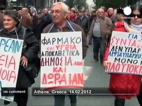 Greek pensioners protest against cuts - no comment