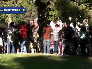 Heidi Klum being a mom at the park with her kids