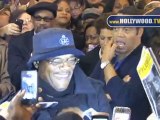 Samuel L. Jackson greets fans at Bernard B. Jacobs Theatre