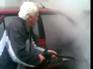 Old Guy Power Washes Car Interior