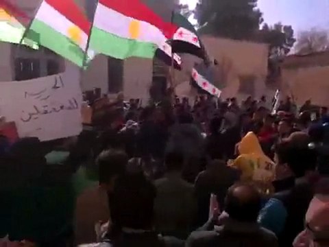 فري برس عامودا اعتصام امام المحكمة للافراج عن المعتقلين 15 2 2012