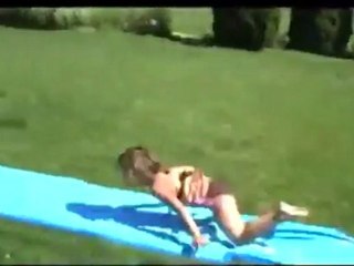 Girl Fails Slip and Slide Attempt