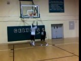 Dunker breaks backboard