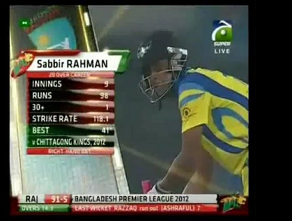 Dhaka Gladiators v Duronto Rajshahi 16-02-12 MATCH 14 (DR bat)