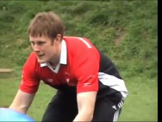 Exercise ball surfing