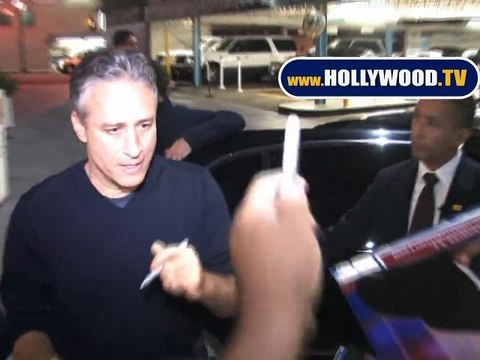 John Stewart Signs Autographs Before Taking Off From The Larry King Live Show
