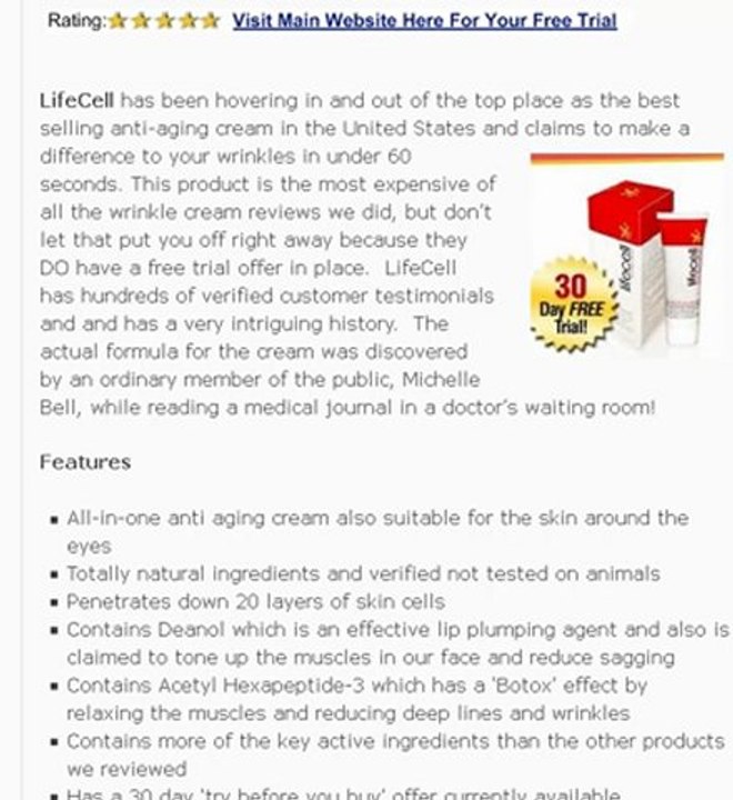 Wrinkle Cream Reviews  - LifeCell Skin