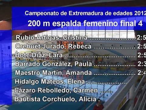 200 espalda Campeonato de Extremadura de edades 2012