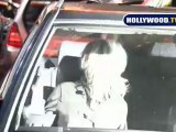 Kirsten Dunst and Friend Trying to Leave Parking Lot in Hollywood.