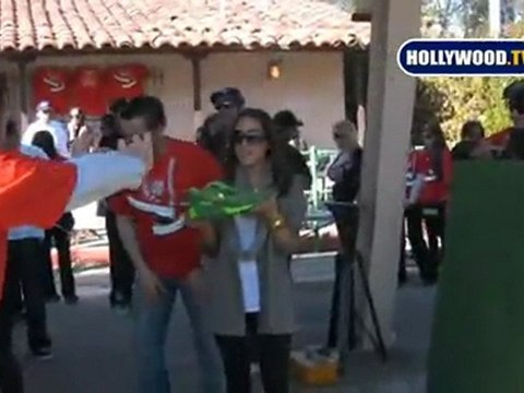 Kim Kardashian and Adrienne Bailon at the Janeen Mansour Celebrity Shoe Drive