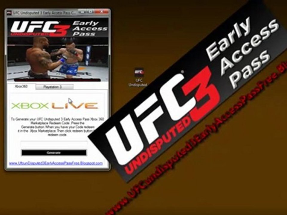UFC Undisputed 3 Early Access Pass Redeem Codes For Xbox 360 - PS3