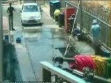 Idiot at a car wash