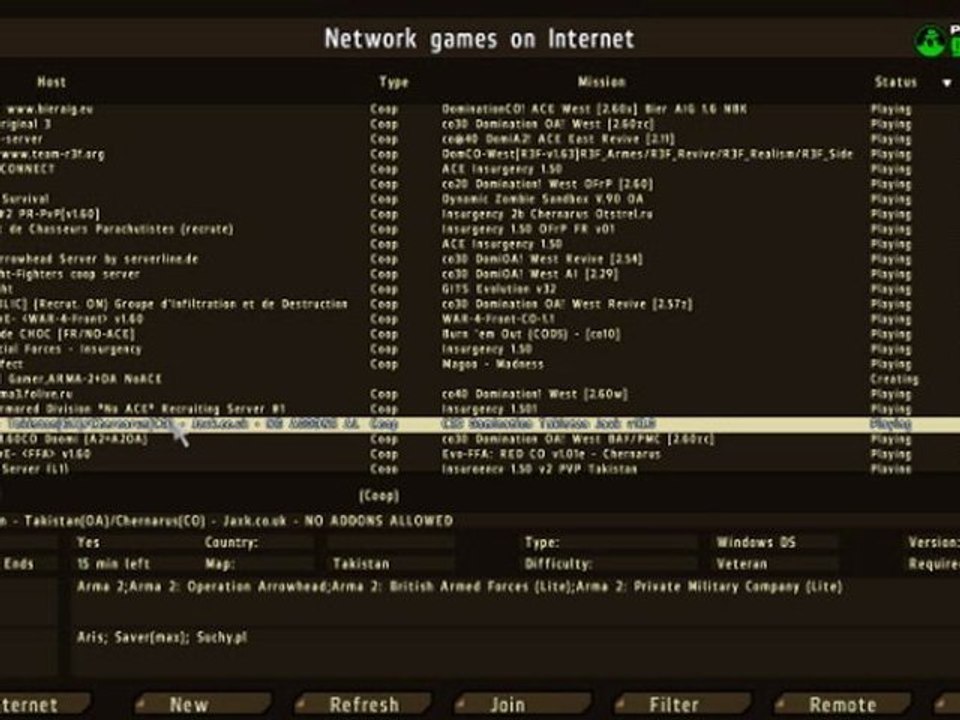 Problems joining Arma 2 OA multiplayer games