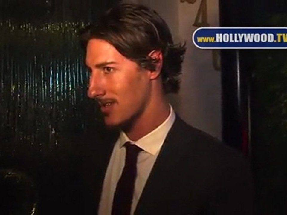 Eric Balfour talks with the paparazzi outside of Mastro's Steakhouse