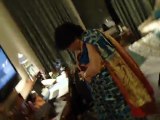 Aruna Sharma wearing a sari in Taj Palace Hotel Room to go out Dec 31, 2011